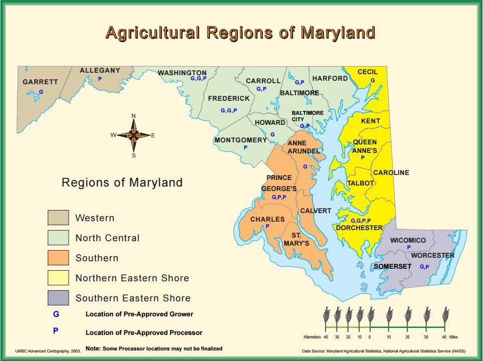 Maryland Cannabis Grower and Processor Map